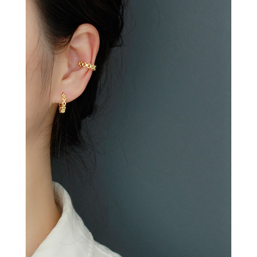 Minimalist Fashion-Commuter Style 925 Sterling Silver Clip-On Earrings for Women and Men — Pain-Free Ear Cuff Hoop Design