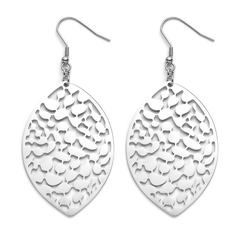 Hip Hop Style Geometric Stainless Steel Tree Leaf Earrings with Plating Finish for Women and Men