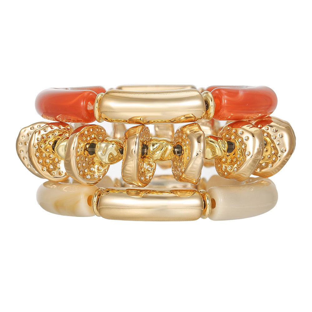 Exaggerated Geometric Acrylic Bracelet Set Irregular Round CCB Bangles for Women