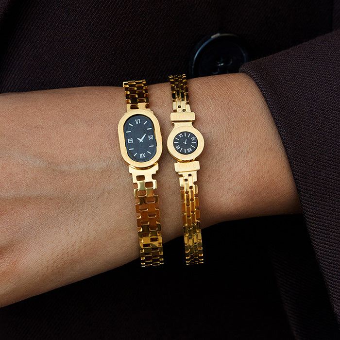 Bracciale per orologio minimalista in acciaio inossidabile da donna con finitura placcata Gioielli in acciaio al titanio