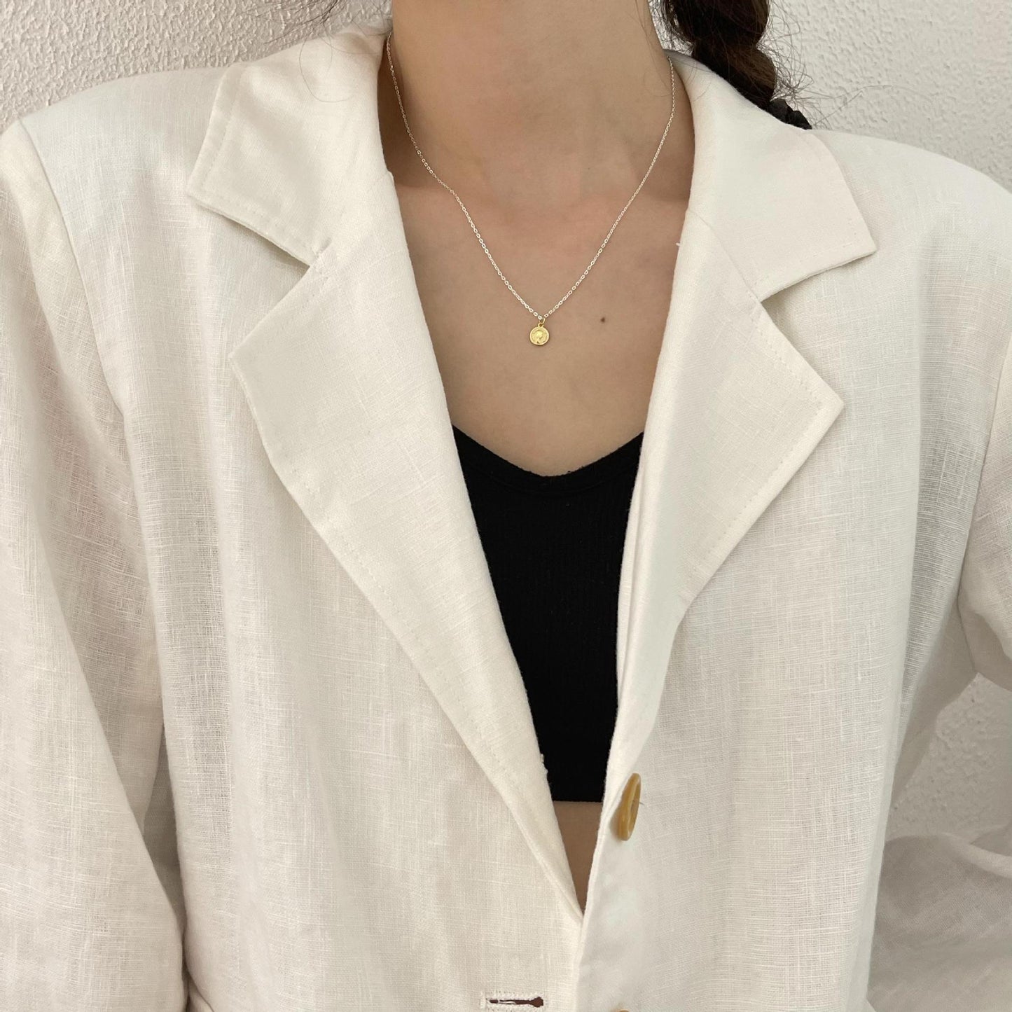 Collana con ciondolo a forma di angelo geometrico minimalista in argento sterling 925 con catena a croce