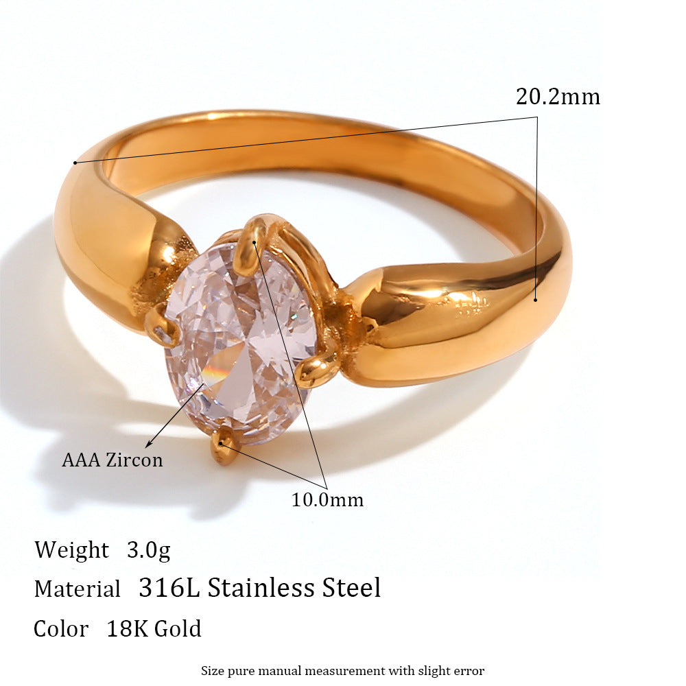 Anillo Minimalista de Acero Inoxidable con Forma de Pétalo Floral y Chapado en Oro de 18K para Mujer