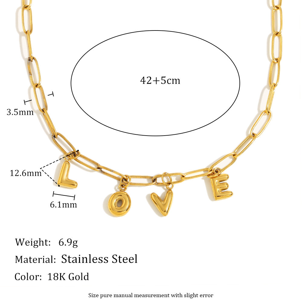 Collana pendente con lettera alla moda in stile OL in acciaio inossidabile placcato oro 18 carati da donna