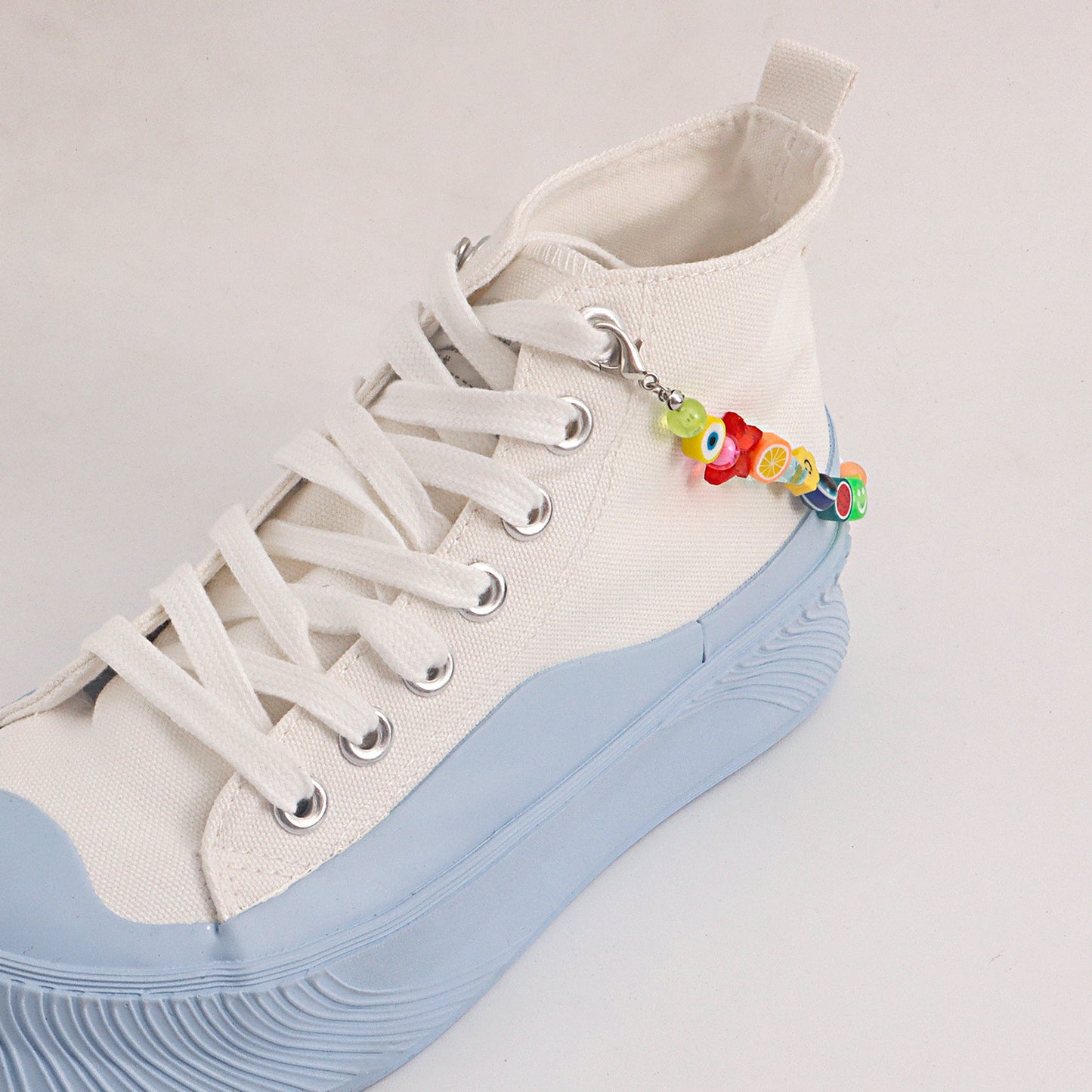 Geometric Alloy Anklet for Women with Soft Clay Fruit and Letter Design for Canvas Shoes Decoration