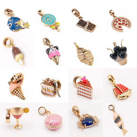 Vintage 18K Gold Plated Stainless Steel Pendant Charm Bar for Women
