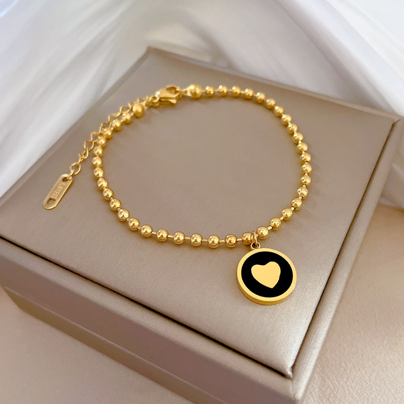 Minimalist Elegant Lucky Zodiac Bracelet for Women Made of Titanium Steel with Gold Plating and Wavy Texture