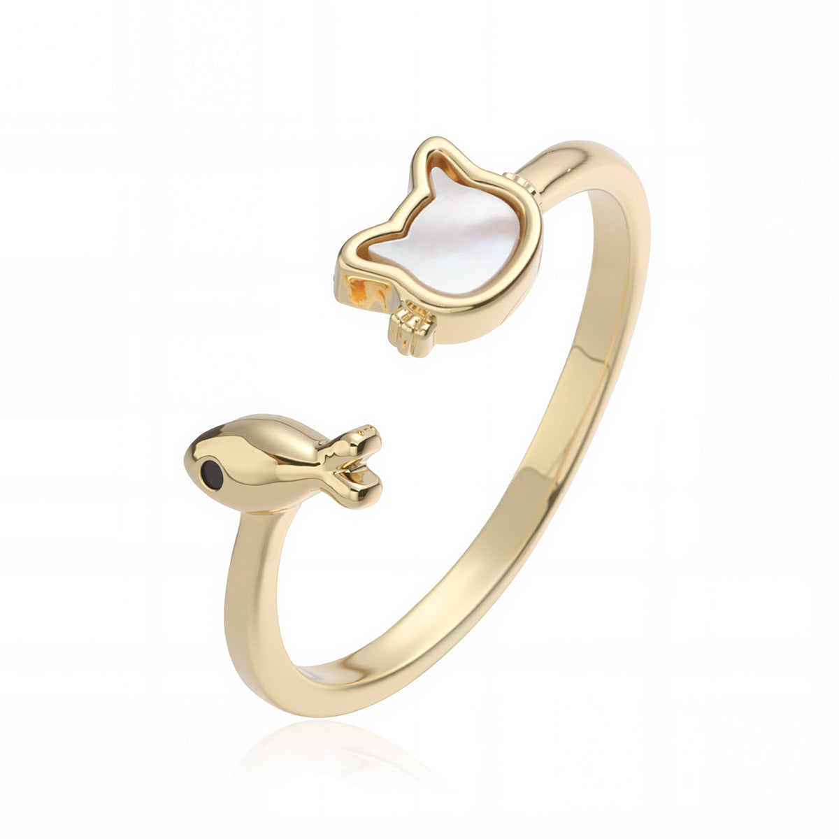Minimalist 18K Gold Plated Geometric Cross Inlay Brass Ring for Women