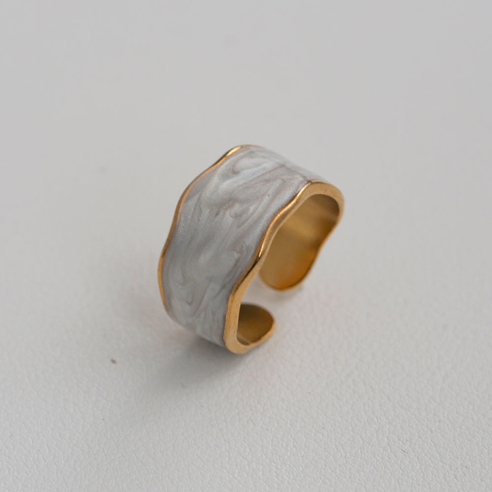 Anillo Minimalista de Acero de Titanio con Forma de Girasol, Bañado en Oro, Ajustable, para Mujer