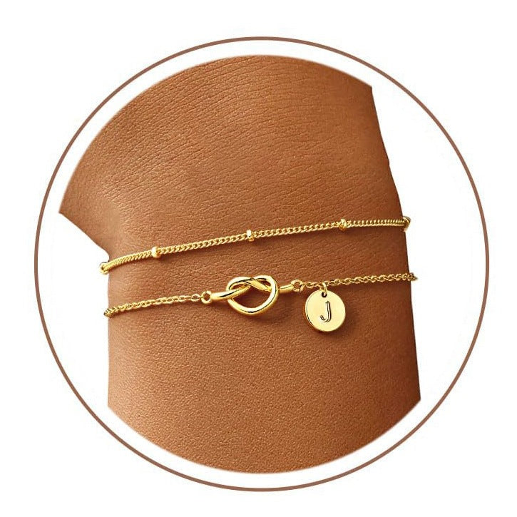 Fashion Layered Stainless Steel Letter Bracelet for Women