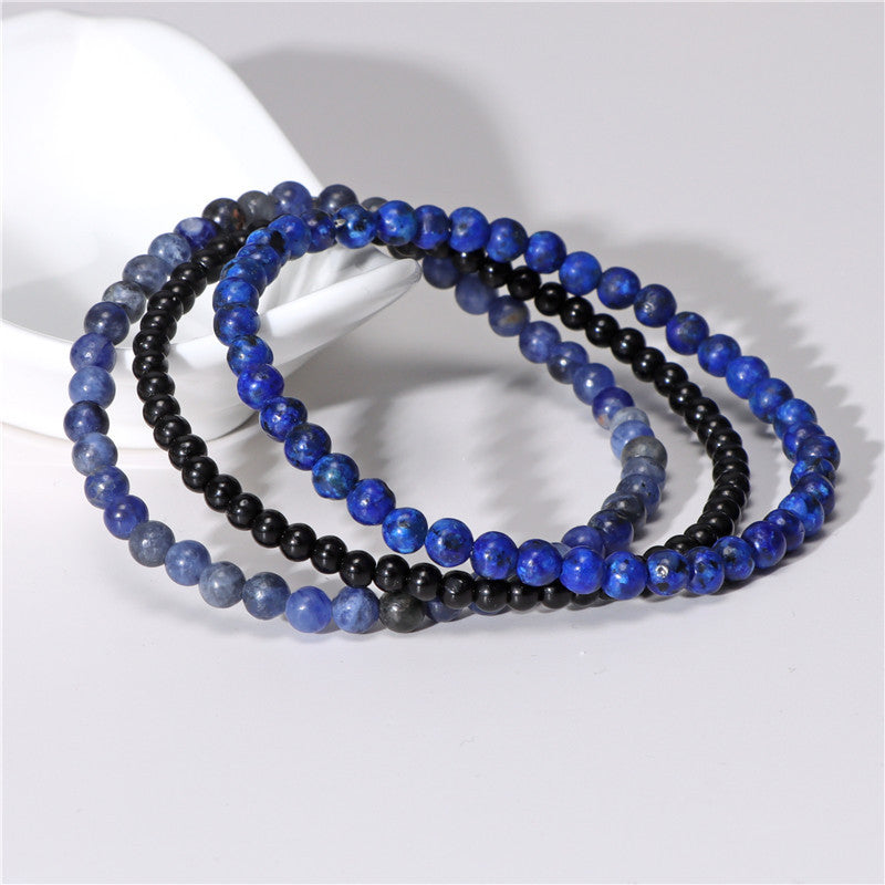 Vintage Minimalist Geometric Agate Beaded Bracelet Unisex Elastic Stretch Handmade Jewelry Set