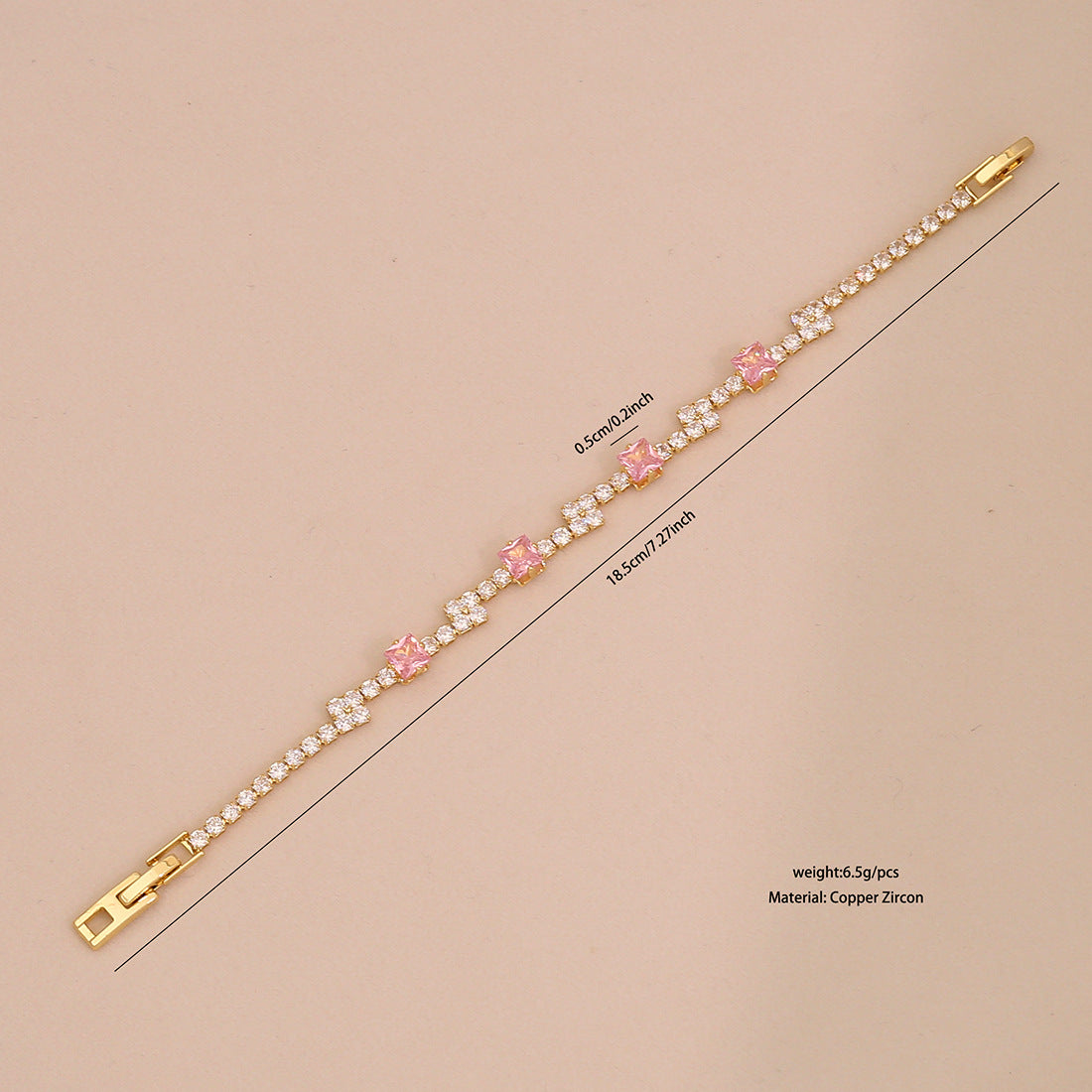 Cute Floral Design Plated Copper Bracelet for Women with Zirconia Stones Minimalist Elegant Hand Jewelry