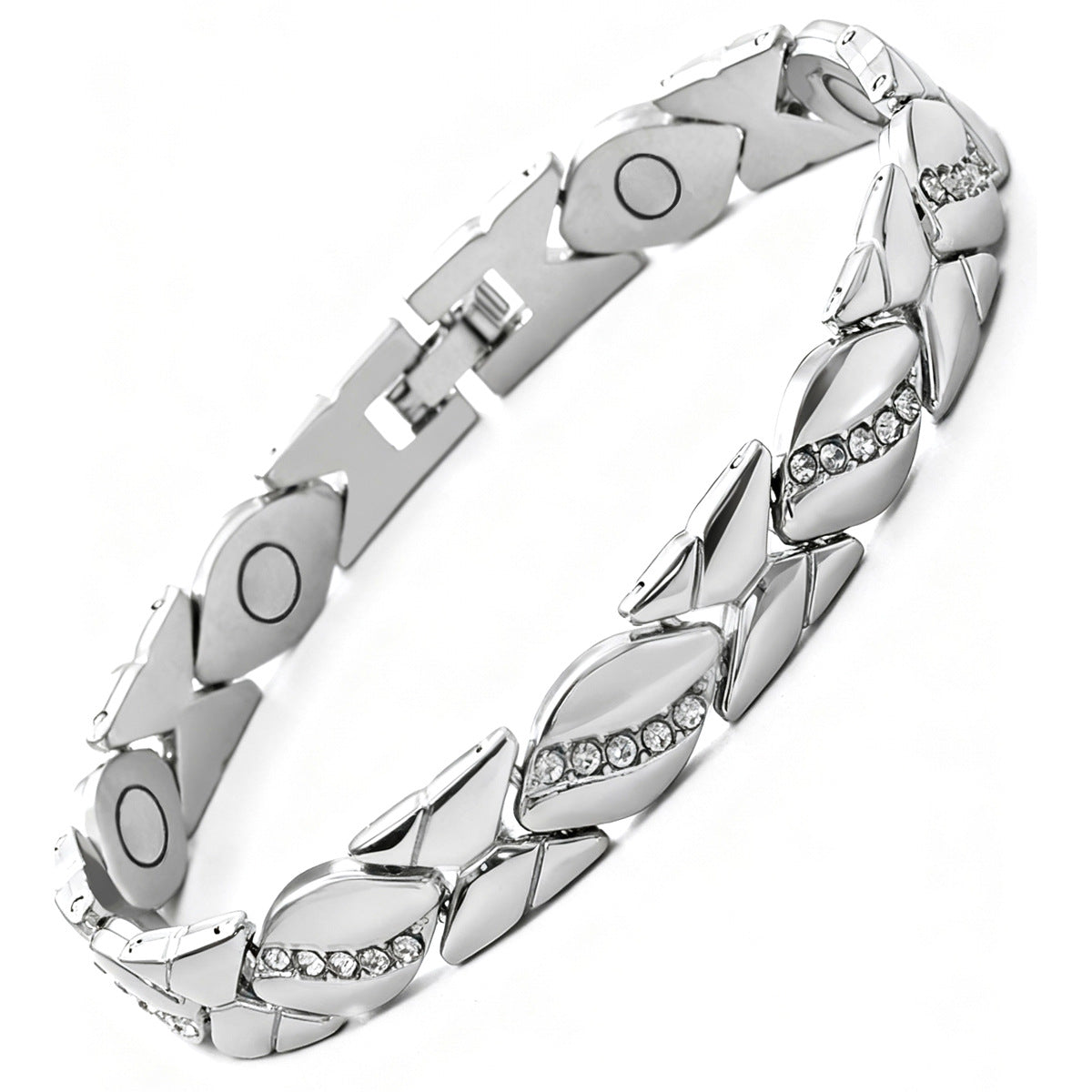 Bracciale Minimalista Magnetico Regolabile a Forma di Foglia in Lega di Zinco Placcato con Design Geometrico per Donna e Uomo