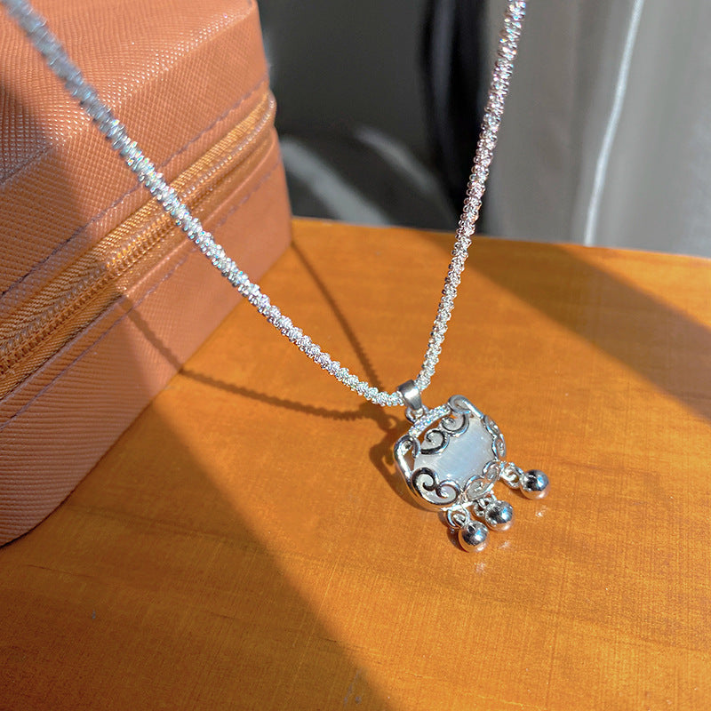 Sweet Sporty Animal Cubic Zirconia Pearl Pendant Titanium Steel Necklace for Unisex