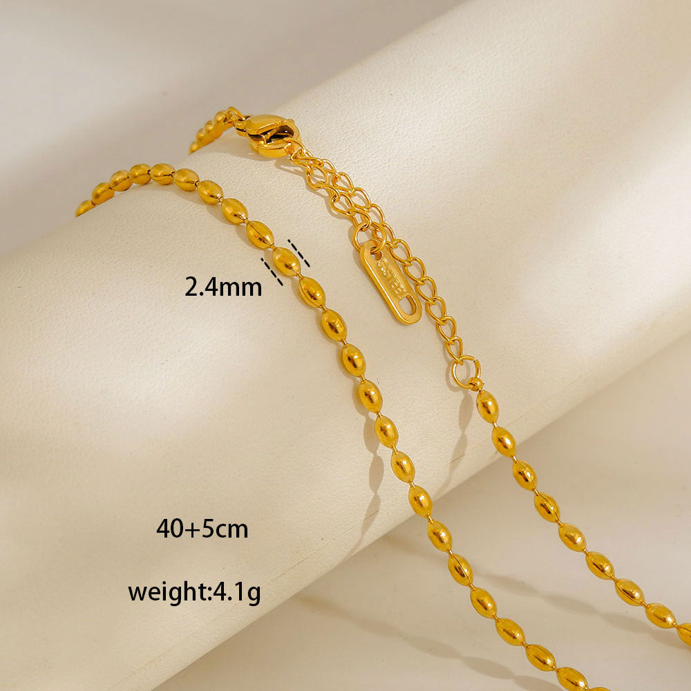 Collana con Ciondoli Geometrici Minimalisti in Acciaio al Titanio Placcato con Nappe, Charm Fai da Te per Donne