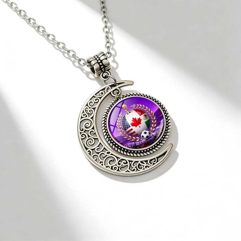 Sporty Geometric Alloy Plated Necklace with Crystal Pendant Unisex Cable Chain