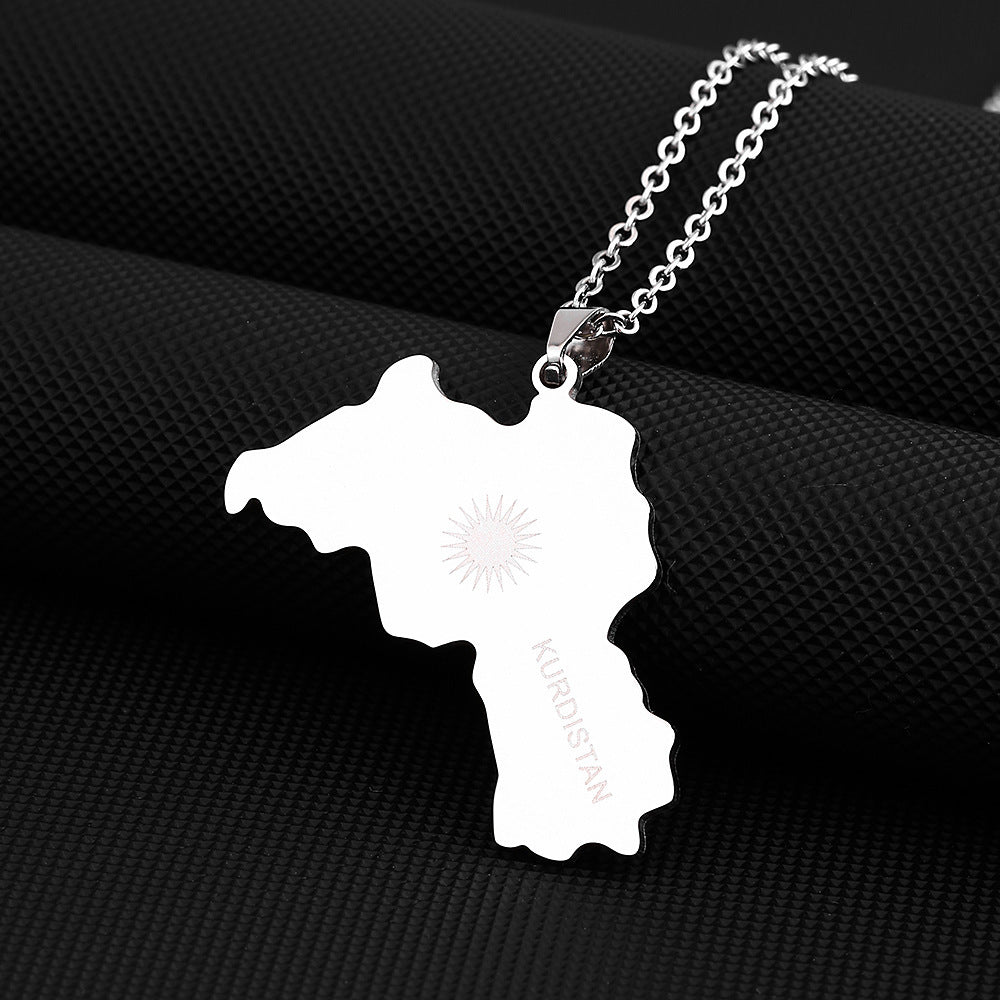 Collana con Pendente Geometrico Vintage in Acciaio Inossidabile con Finitura Smaltata per Uso Unisex