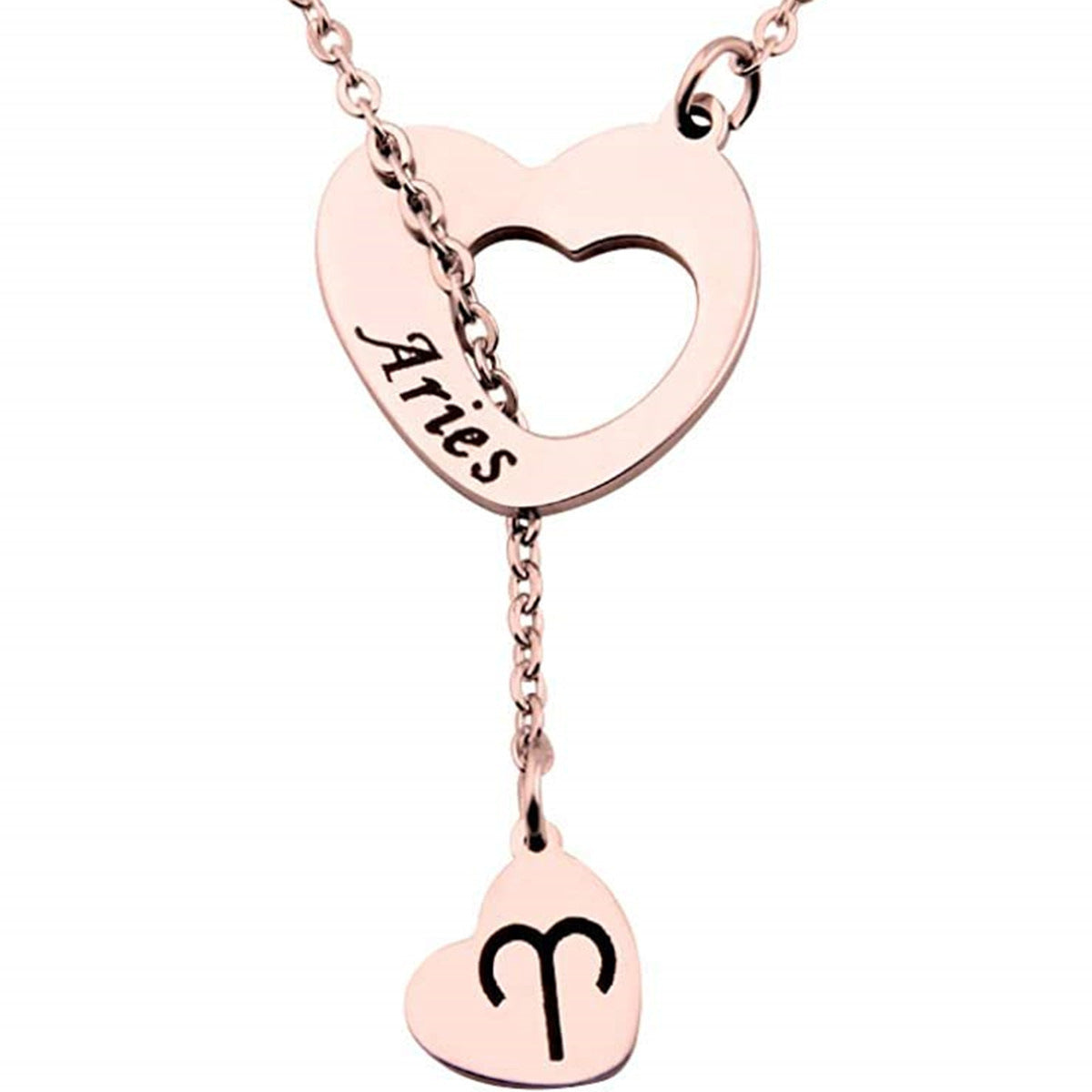 Natural and Fresh Sweet Heart-Shaped Stainless Steel Lariat Y Necklace with Polished Titanium Steel Pendant for Women
