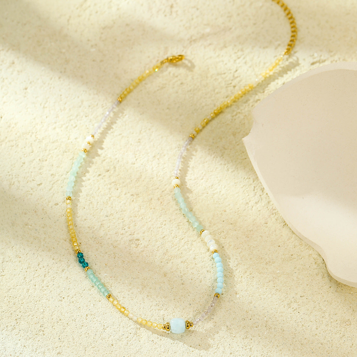 Elegante Collana con Pendente in Acciaio Inossidabile con Perline, Stile OL, Placcata, da Donna