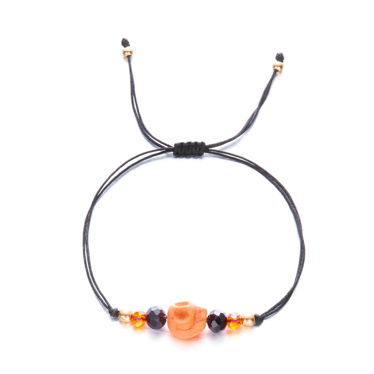 Dark Gothic Style Resin Handmade Halloween Bracelet for Women with Skull and Pumpkin Motifs