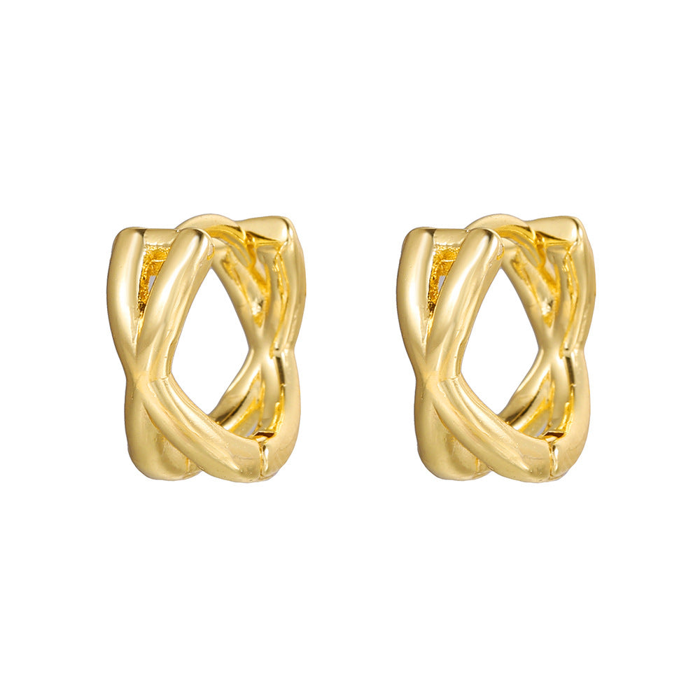 Minimalist Round Geometric Brass Plated Earrings