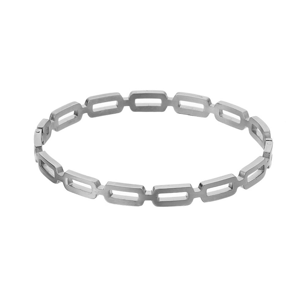 Vintage Geometric Square Plated Stainless Steel Bracelet for Men and Women