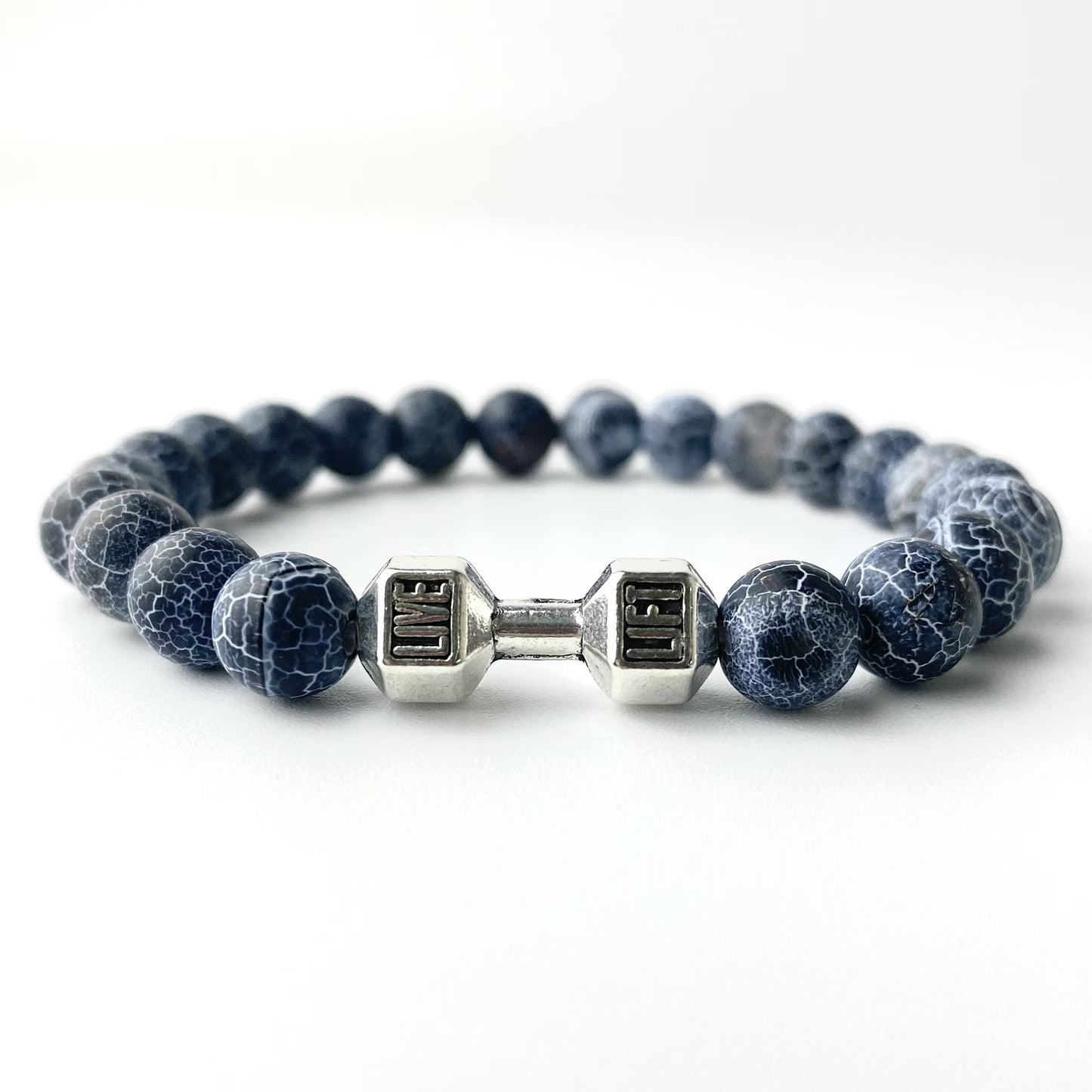 Fashion Matte Plated Alloy Beaded Bracelet Unisex Elastic Yoga Energy Bangle