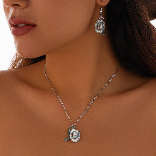 Collar con Colgante Geométrico Bohemio Vintage con Detalles de Diamantes de Imitación y Cadena de Aleación Plateada para Mujer