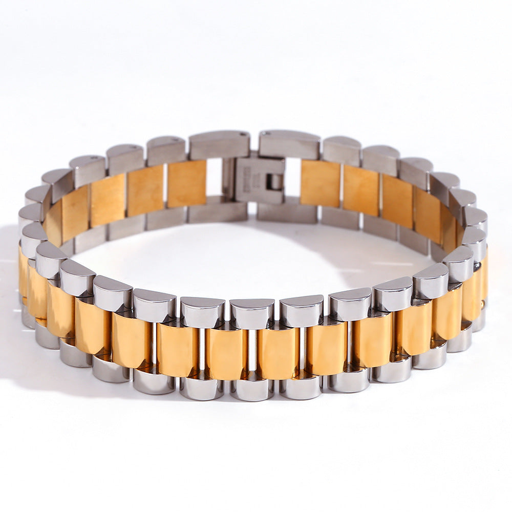 Bracciale di lusso da donna in acciaio inossidabile placcato oro 18 carati, geometrico e minimalista