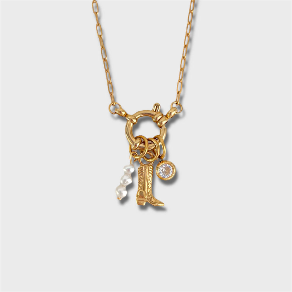 Vintage Minimalist Geometric Heart 18K Gold Plated Titanium Steel DIY Charm Bar Necklace