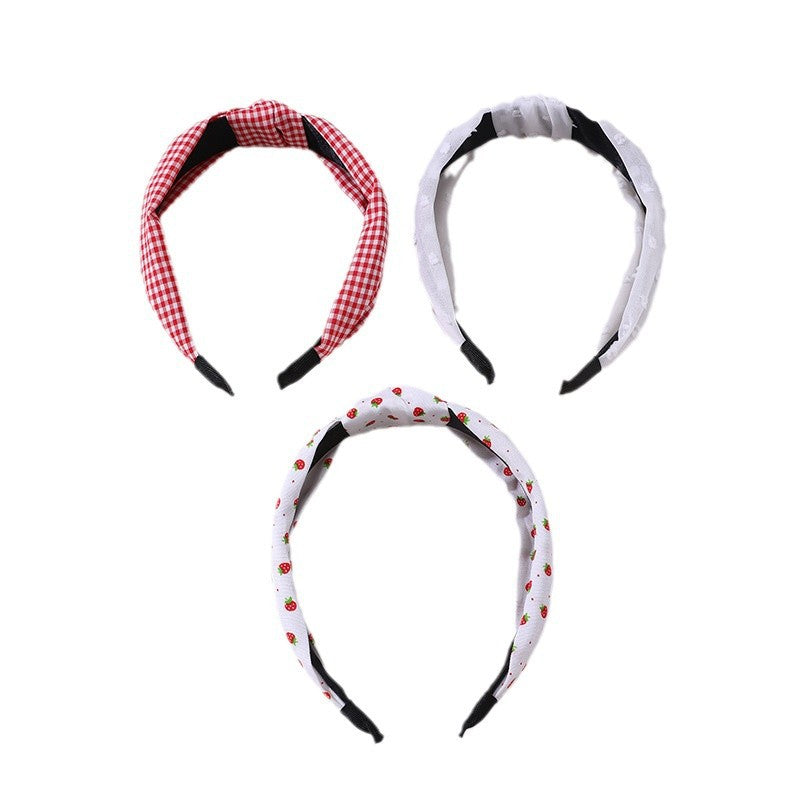 Set de diademas para niñas de 6 a 10 años con diseño de cuadros vichy rosas y lunares, remates de encaje y recubrimiento de resina