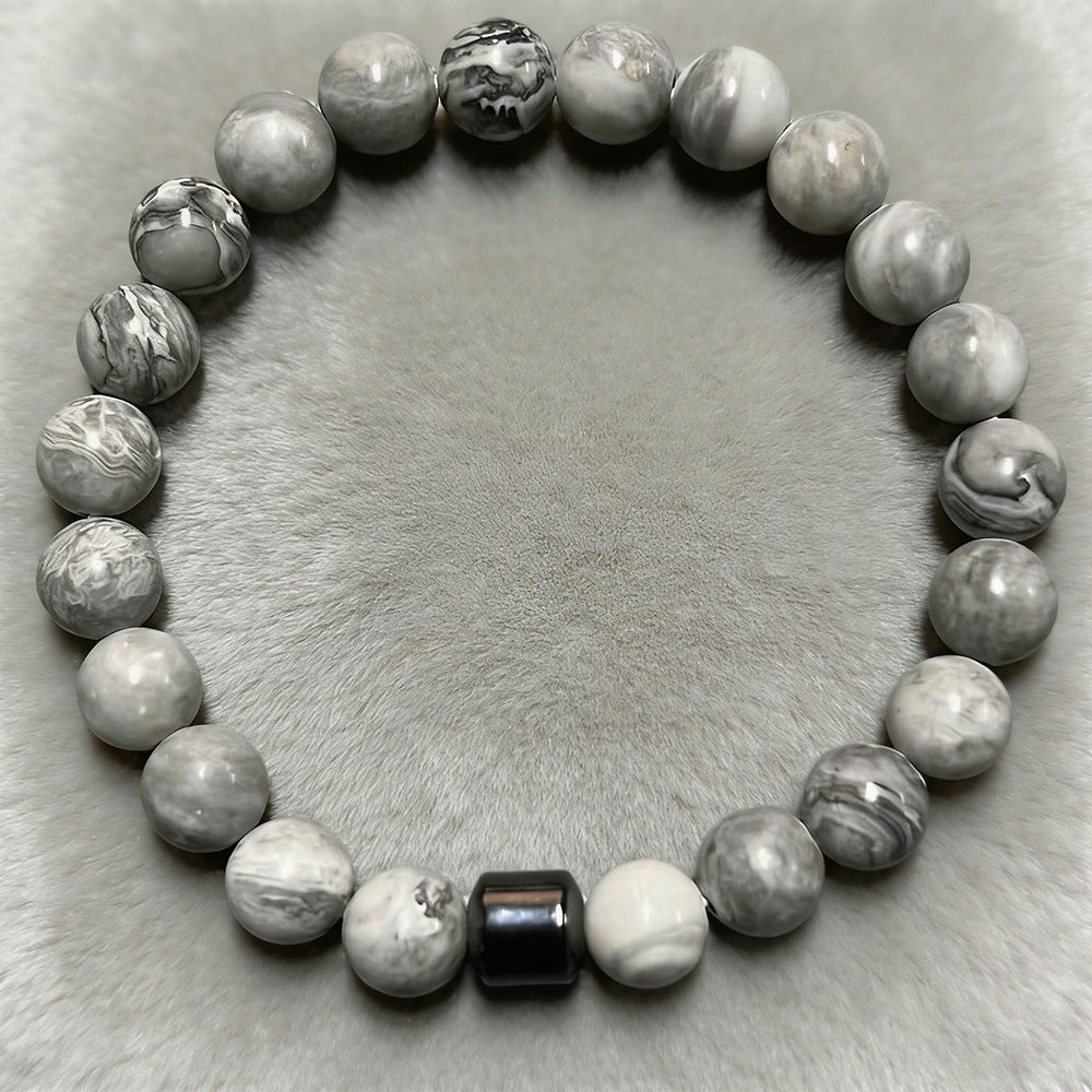 Handmade Geometric Round Synthetic Stone Beaded Bracelet Unisex