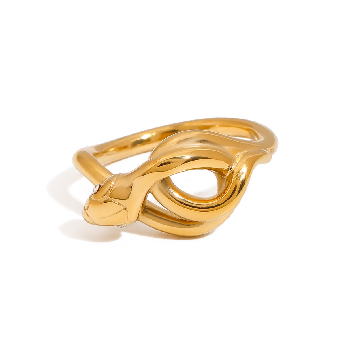 Snake-Shaped Geometric Stainless Steel Ring with Plating Finish for Women Luxury Minimalist Jewelry