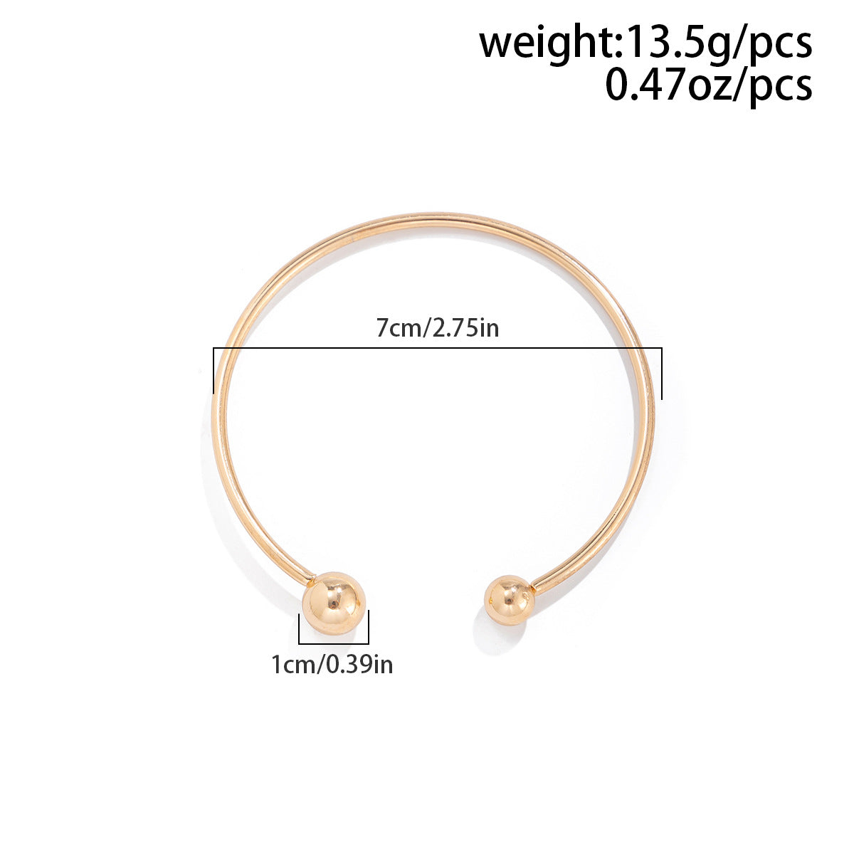 Bracciale da donna minimalista circolare a C in metallo con finitura placcata