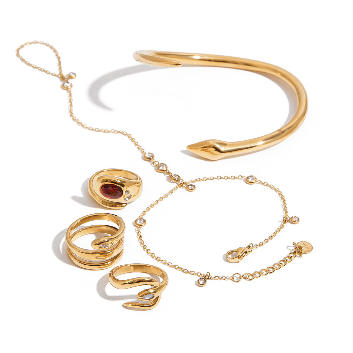 Pulsera ajustable de acero titanio con diseño de serpiente y acabado galvanizado para mujer, para un estilo de oficina a la moda.