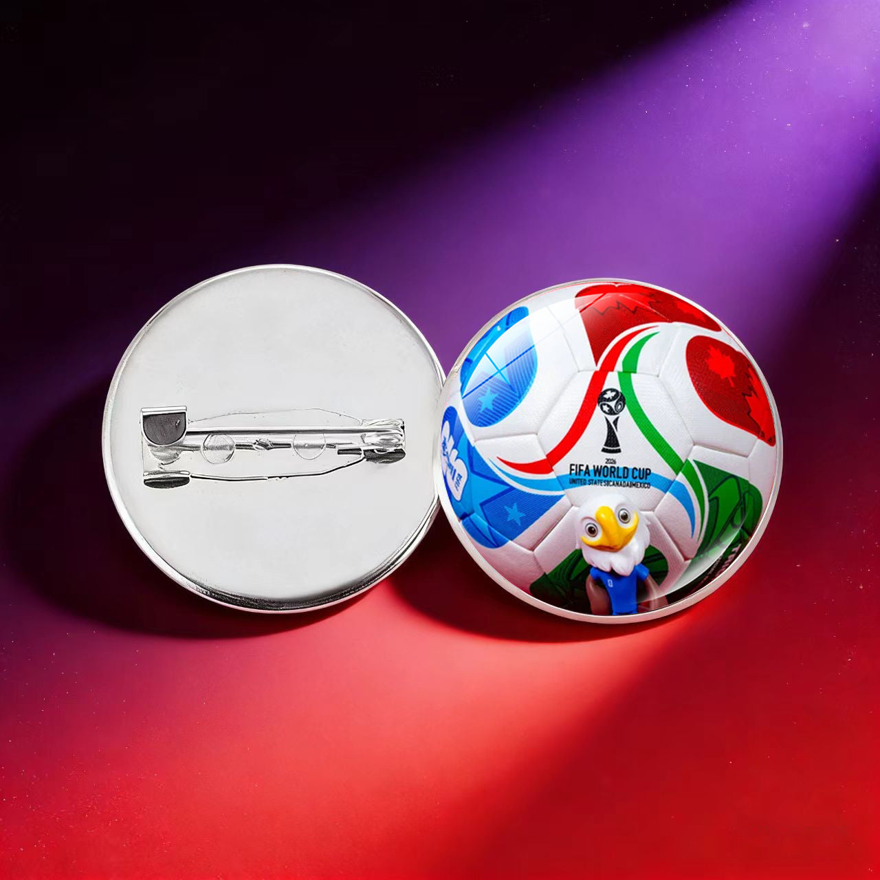 Broche Charm de Barra Redondo Geométrico Chapado en Cristal Hecho a Mano para la Mascota del Mundial 2026