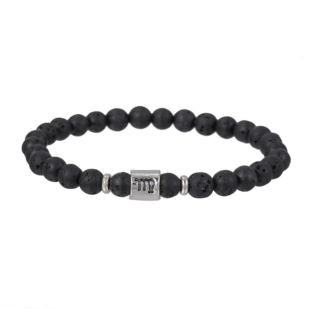 Handmade Geometric Round Volcanic Stone Bracelet for Unisex