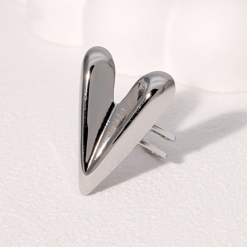 Geometric Floral Butterfly Heart Star Stainless Steel Adjustable Open Ring for Women with Plating Finish