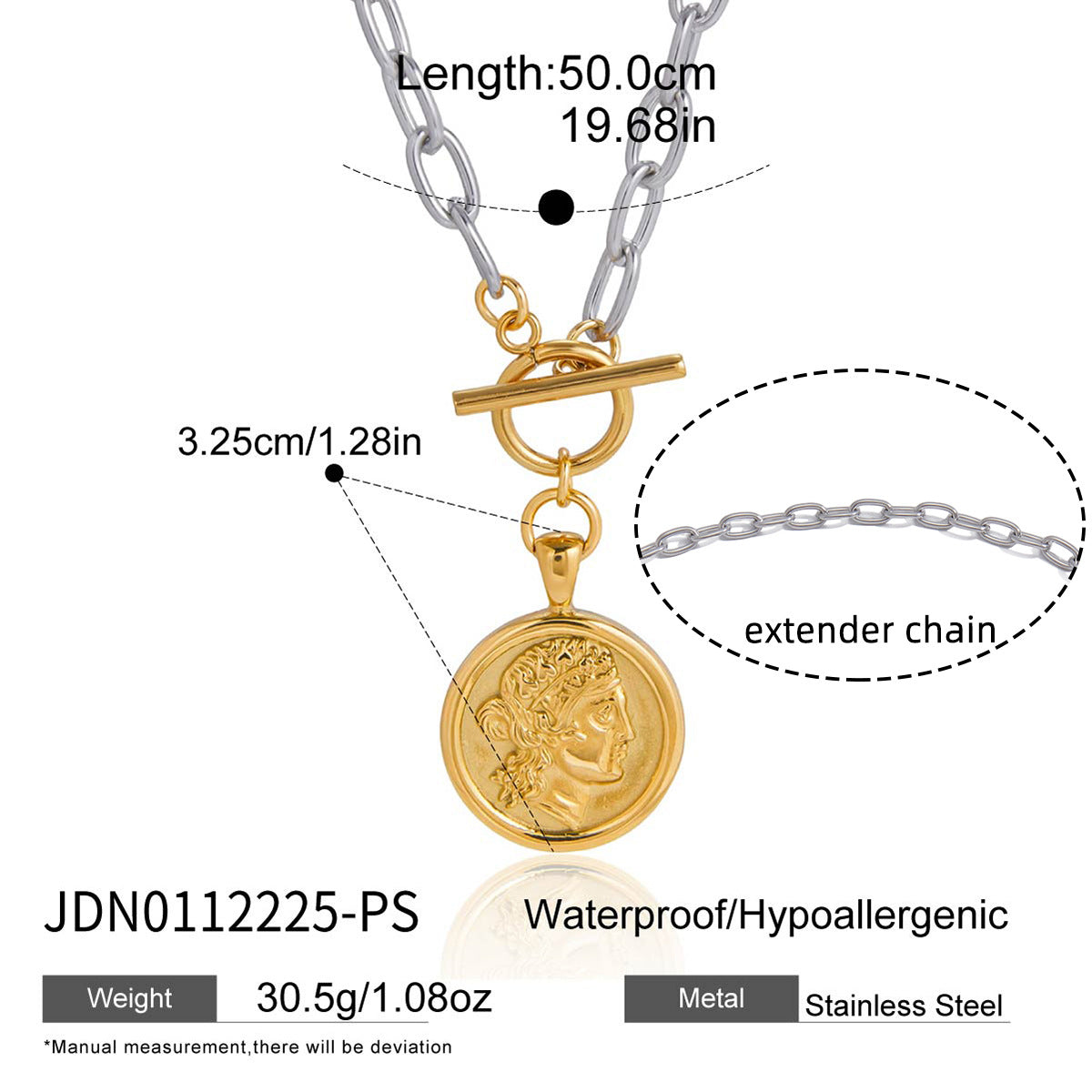 Minimalist 18K Gold Plated Geometric Titanium Steel Necklace for Women