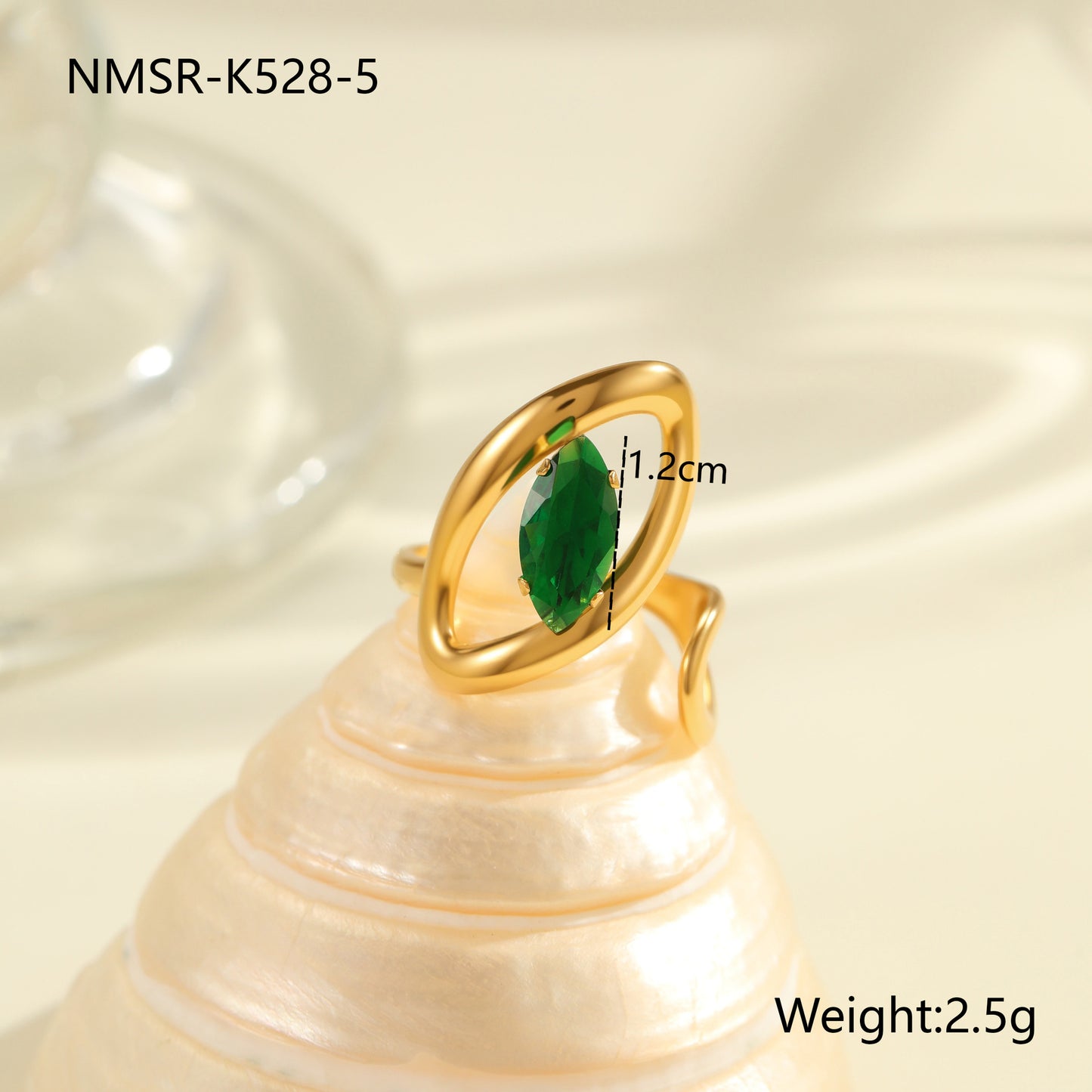 Anillo de Acero Inoxidable Geométrico Minimalista con Baño de Oro de 18K y Detalles de Remaches Esféricos Irregulares para Mujer