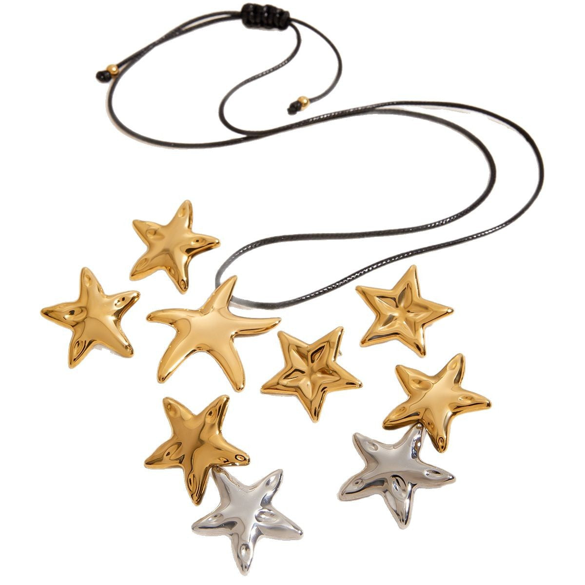 Minimalist Elegant Star Stainless Steel Titanium Steel Plated Necklace Earring Ring Set for Women