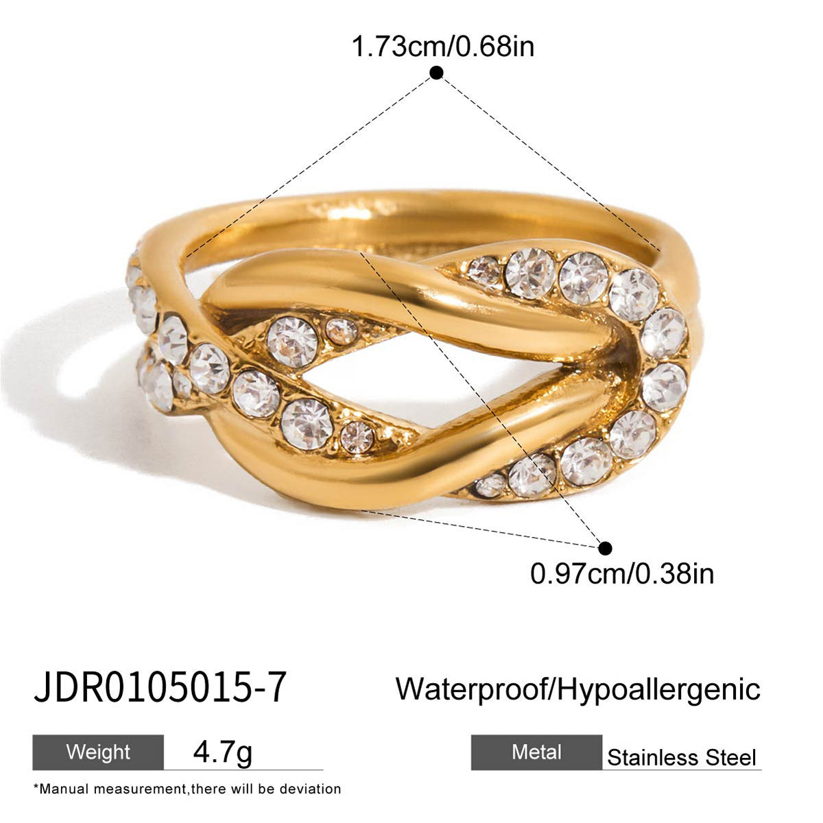 Anello da Donna Geometrico Placcato in Acciaio Inossidabile con Zirconi, Gioielli Minimalisti e di Tendenza