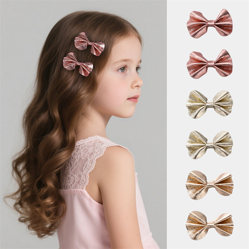 Fermaglio per capelli a forma di fiocco minimalista per ragazze, in resina plastica con dettagli arricciati e a rete