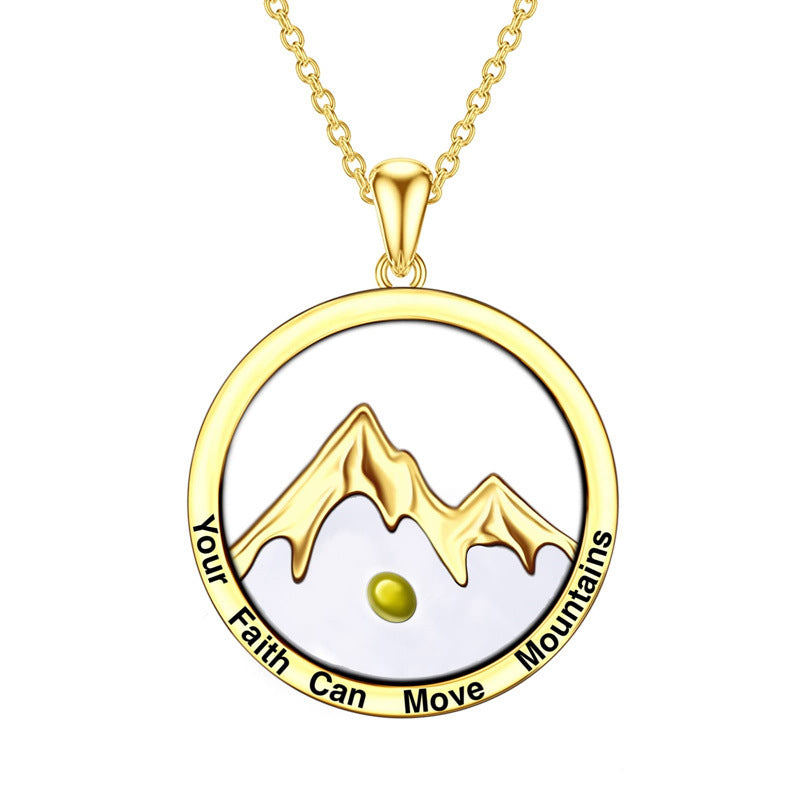 Minimalist Faith-Inspired Round Hill Mustard Seed Pendant Necklace in Gold or Silver Plated Stainless Steel with Letter Charm