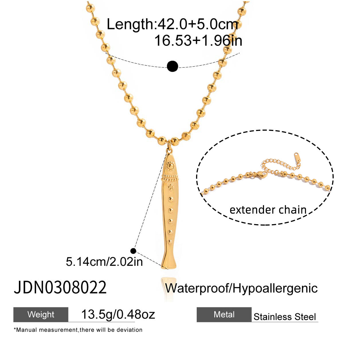 Fish Shape Titanium Steel Pendant Stainless Steel Plated Necklace and Earring Set for Women