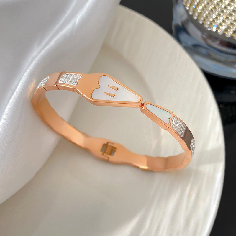 Minimalist Luxury Geometric Snake Chain Titanium Steel Cuff Bracelet for Women