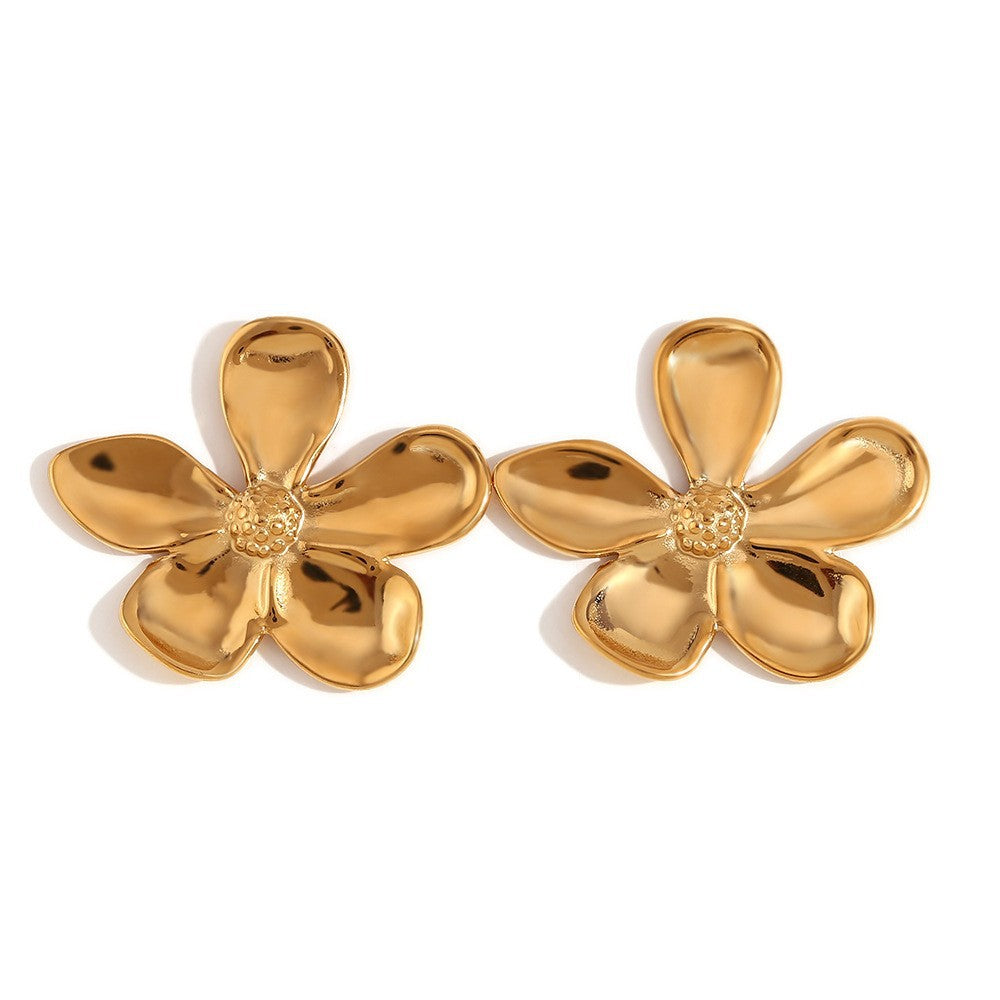 Vintage Floral Ring in Stainless Steel with 18K Gold Plating for Women