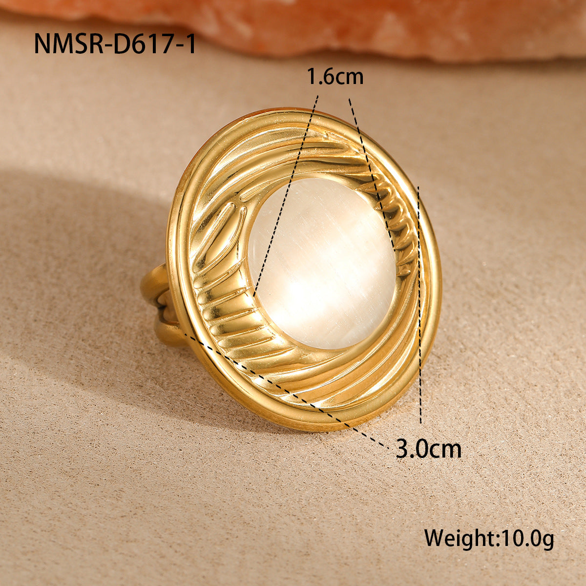 Set di anello e orecchini da donna in acciaio inossidabile placcato, geometrici, irregolari, intrecciati, con lucentezza metallica e stile Instagram audace