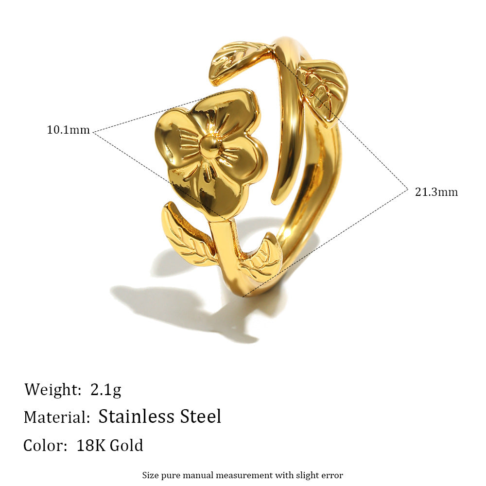 Anillo minimalista de acero inoxidable con forma de línea y baño de oro de 18K para mujer