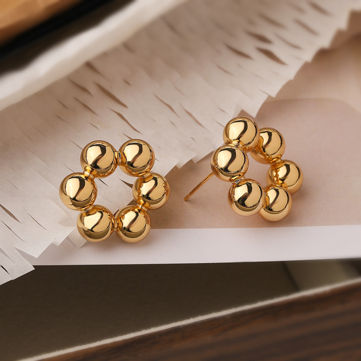 Orecchini a perno geometrici minimalisti in rame con placcatura in oro vero per donna