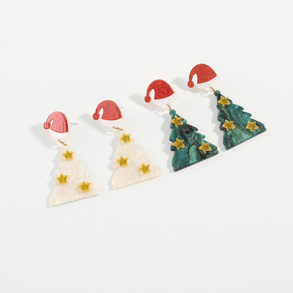 Pendientes de árbol de Navidad de acrílico dulce y atrevido para mujer con detalles hechos a mano y diseño festivo inspirado en flores